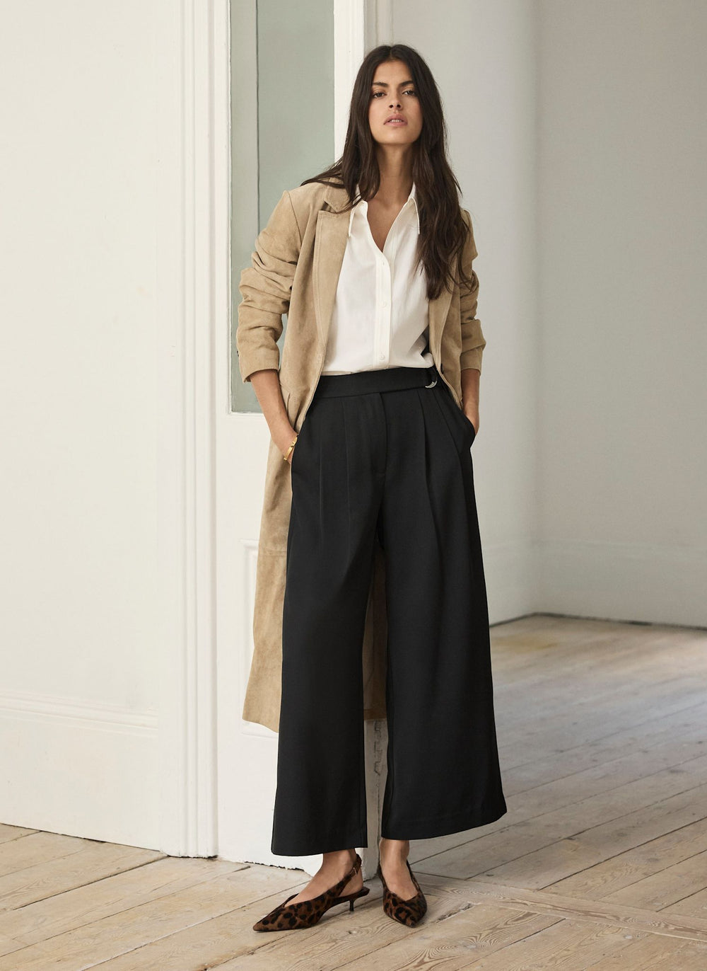Black Cropped Utility Trousers
