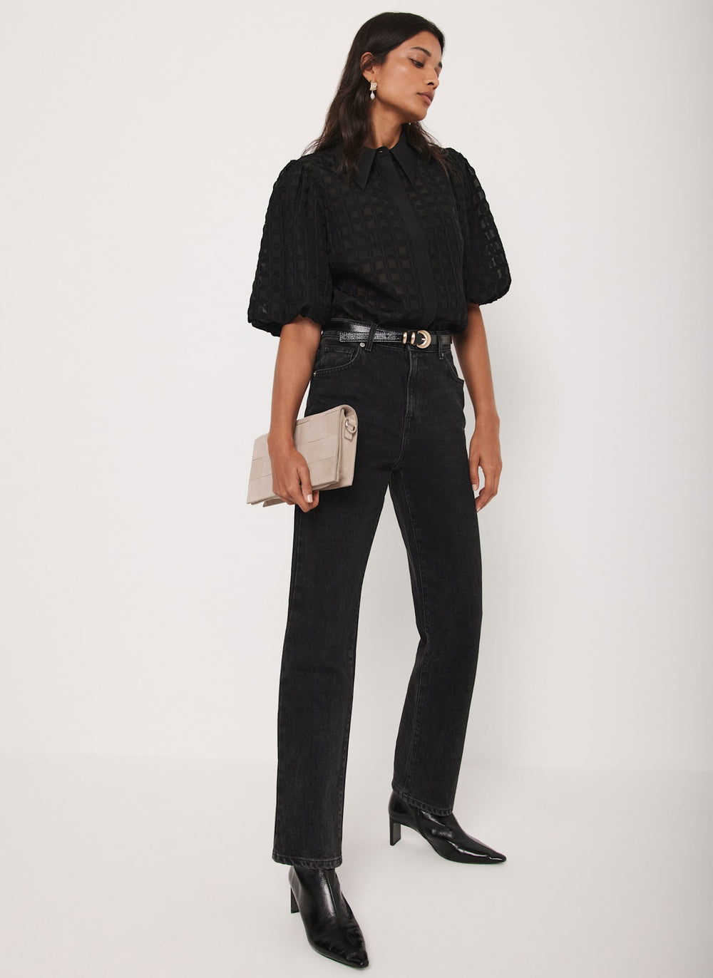 Black Petal Detail Shirt