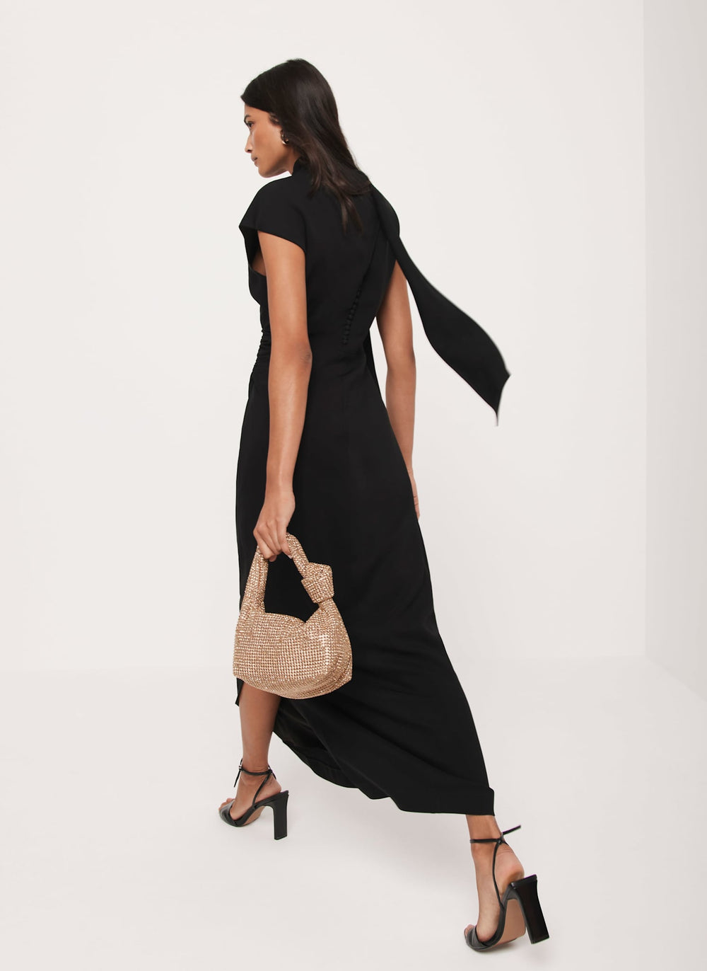 Black Scarf Detail Maxi Dress
