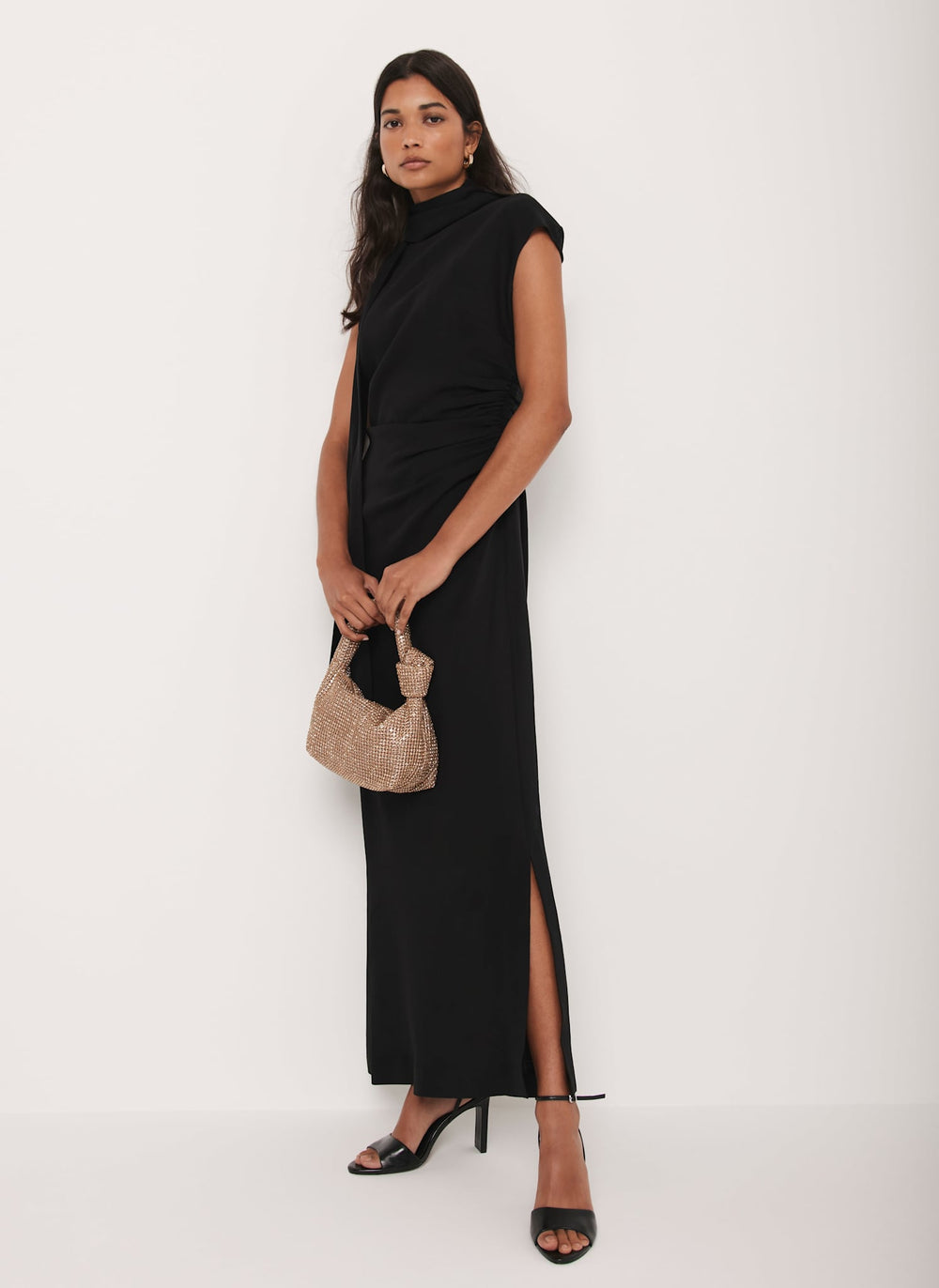 Black Scarf Detail Maxi Dress