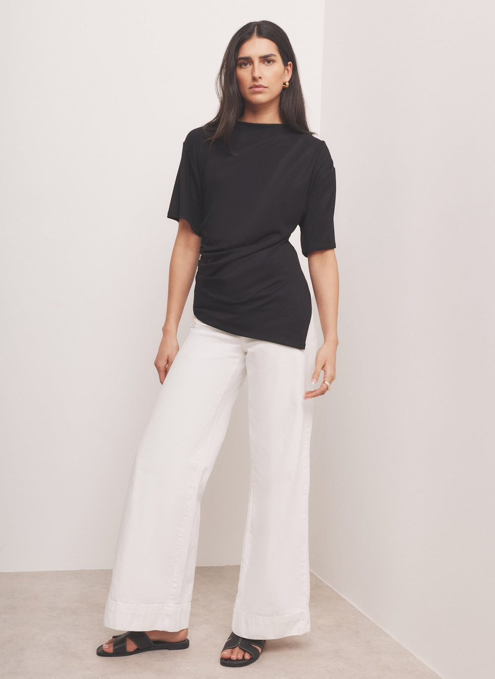 Black Draped Asymmetric Top