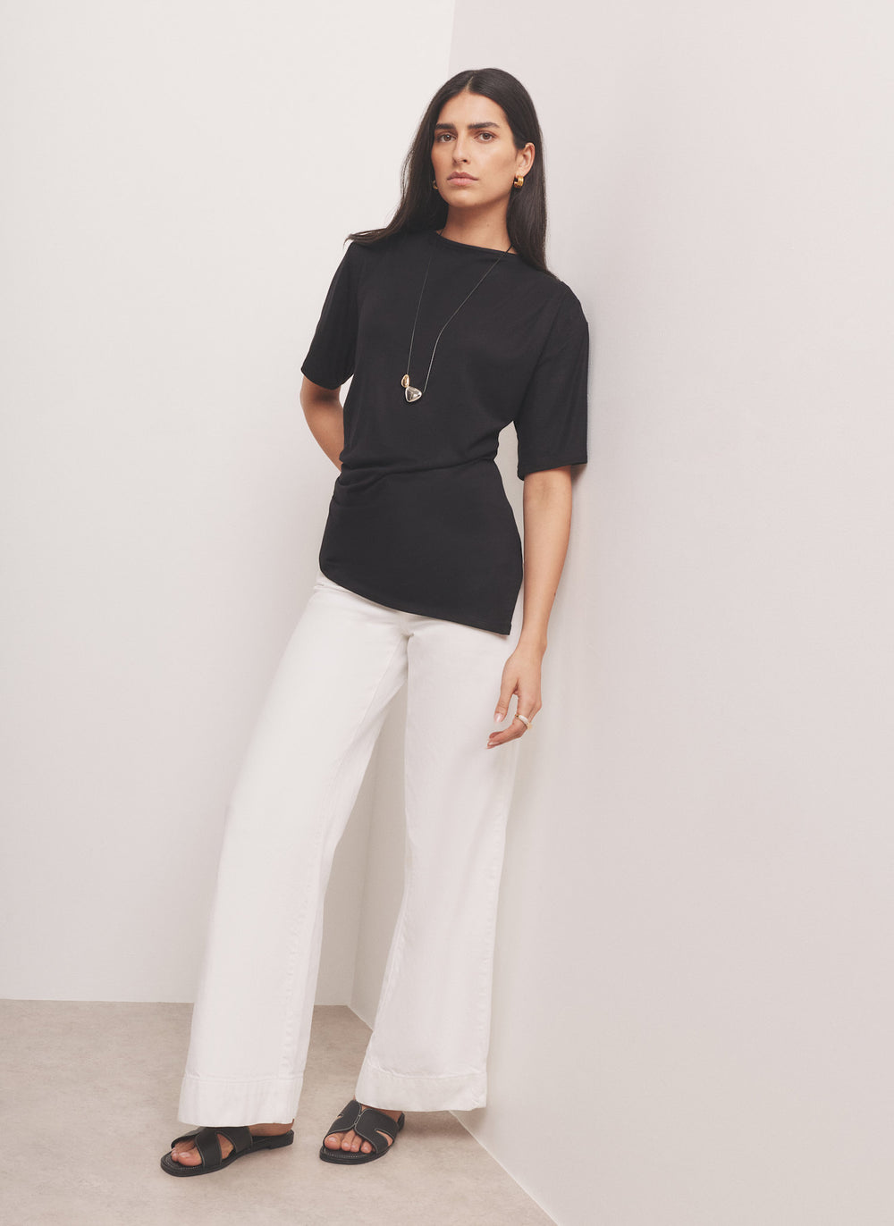 Black Draped Asymmetric Top