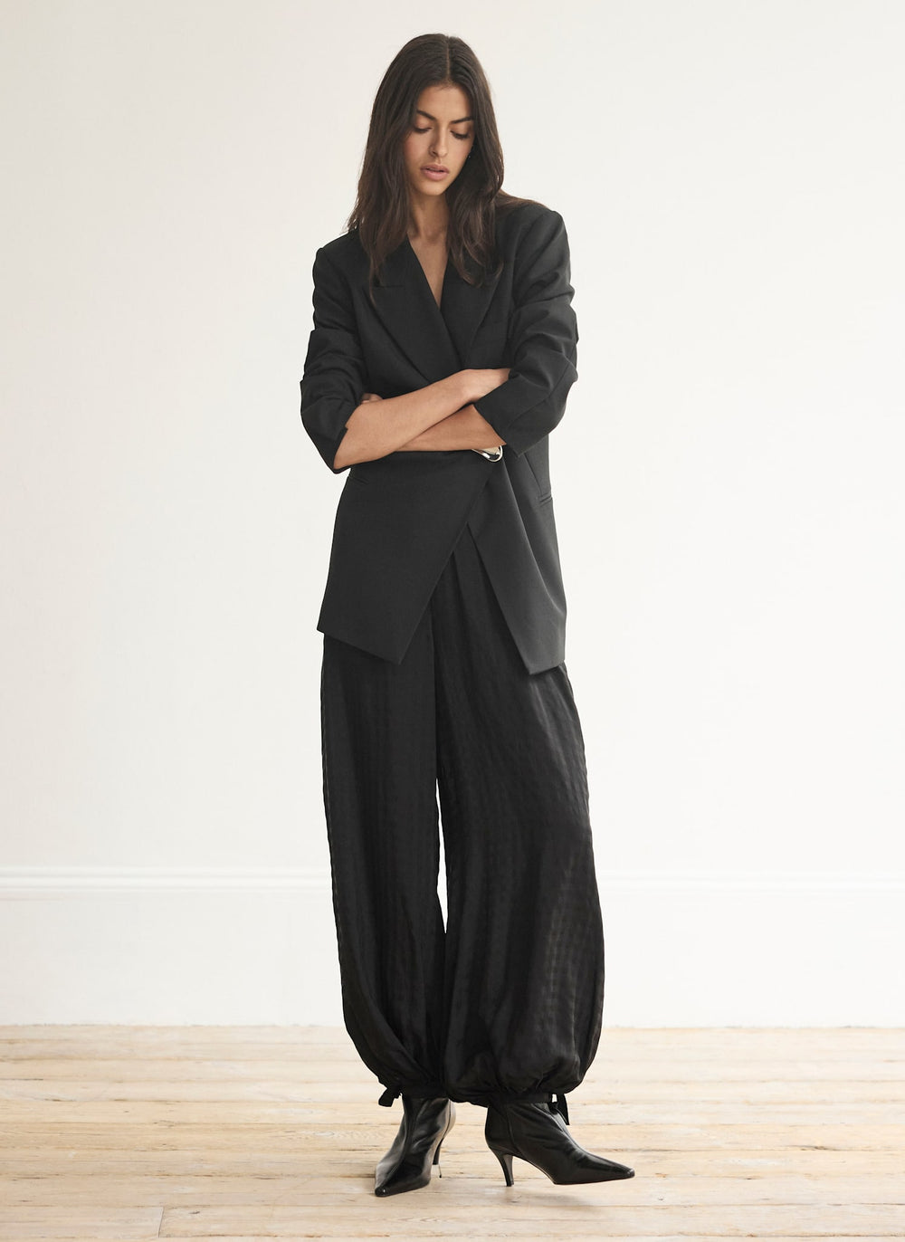 Black Checked Soft Balloon Trousers