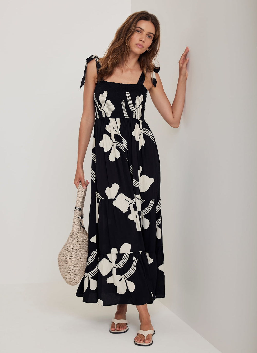 Black Floral Print Maxi Dress