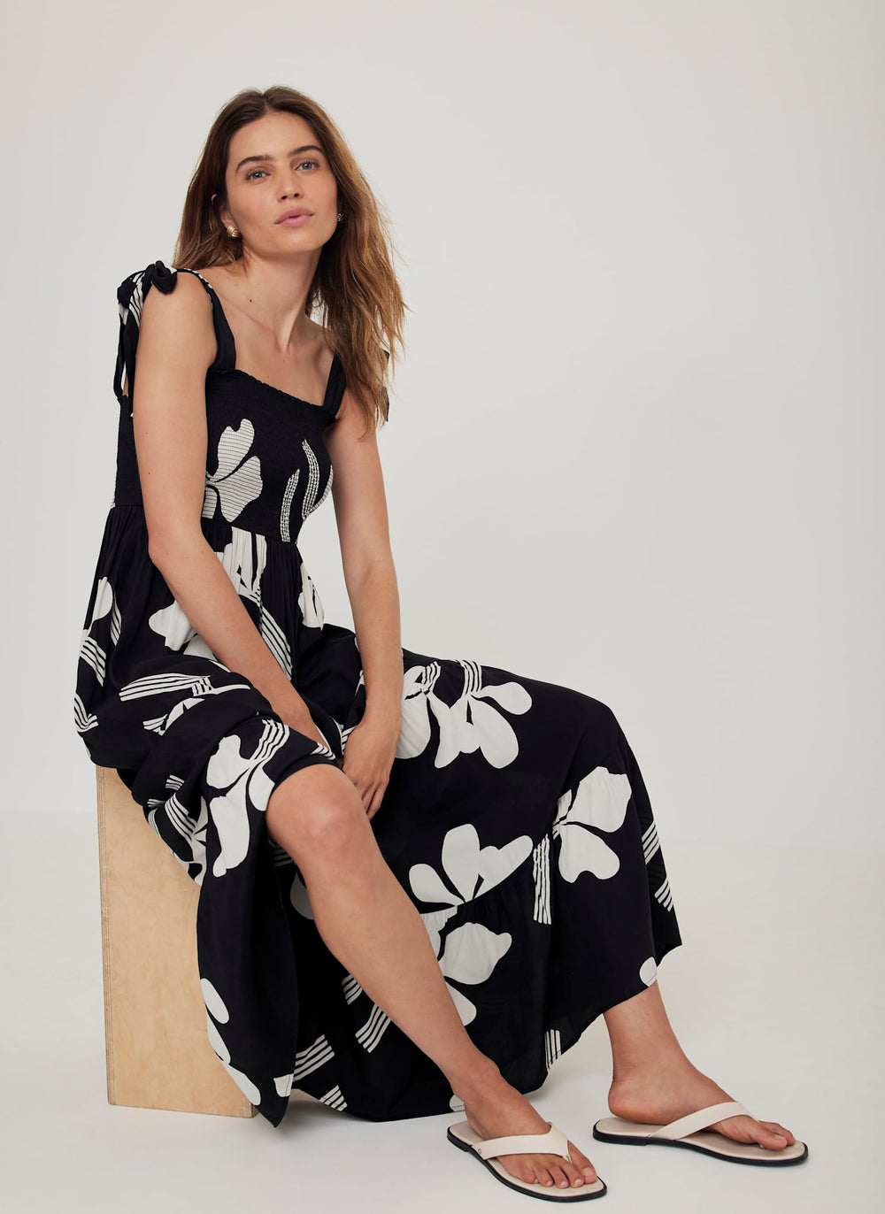 Black Floral Print Maxi Dress