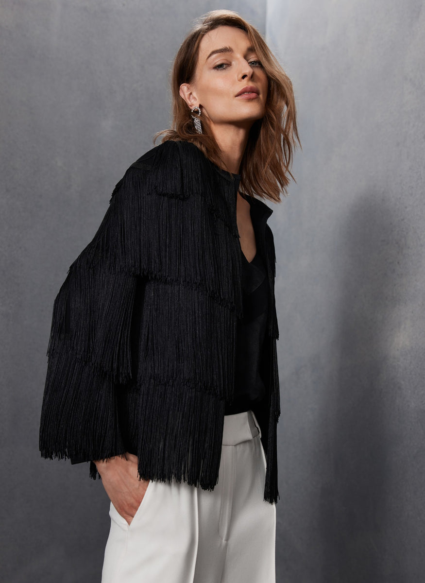 Black Fringe Cardigan – Mint Velvet