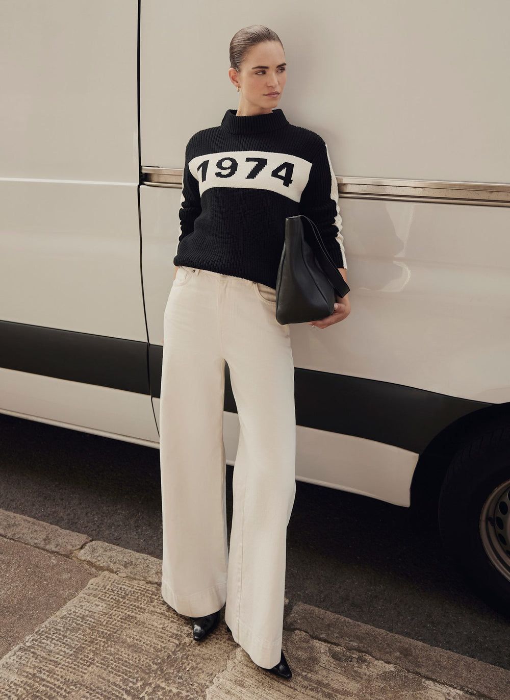 Black Cotton Blend Graphic Knit Jumper