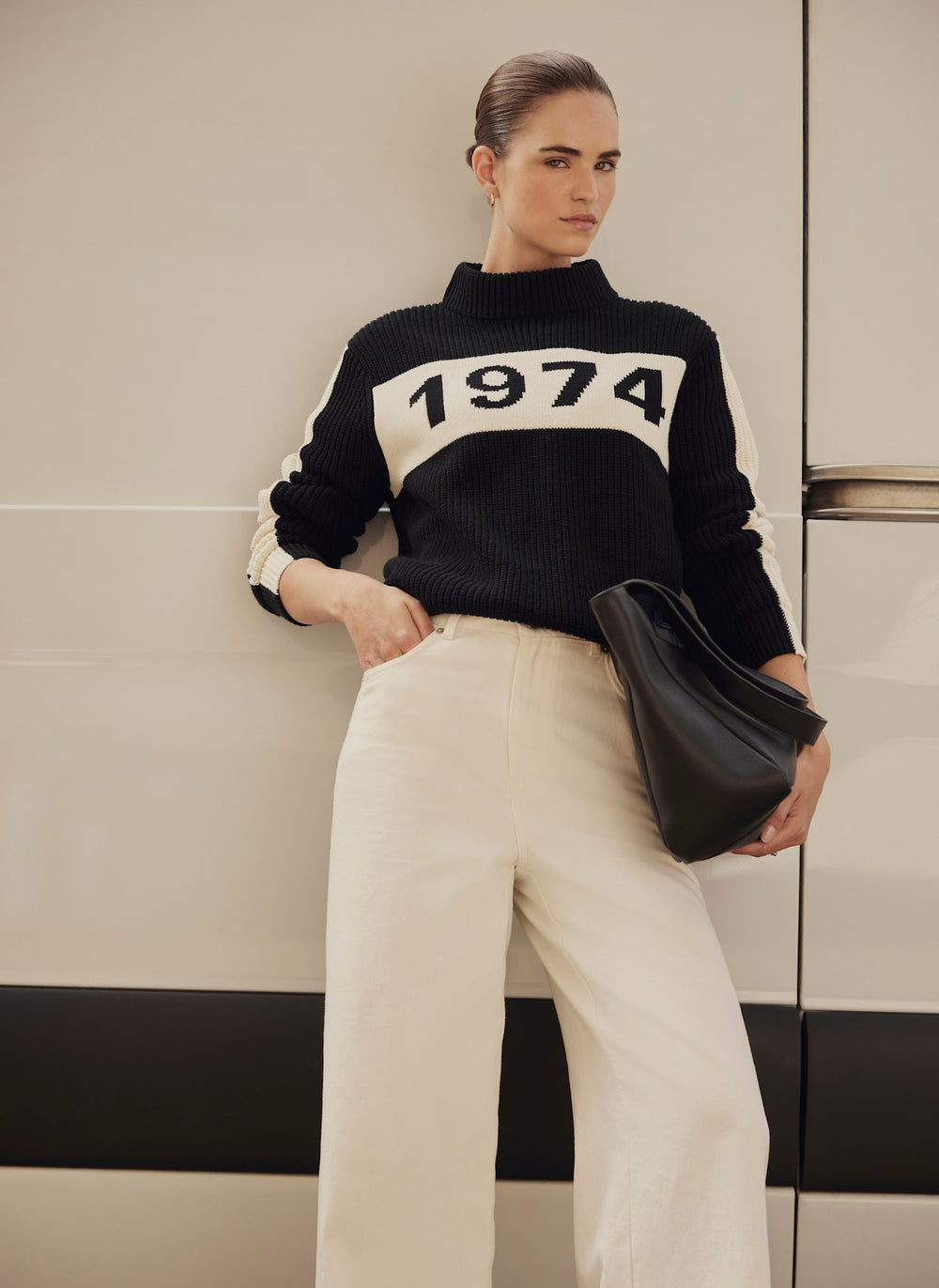 Black Cotton Blend Graphic Knit Jumper