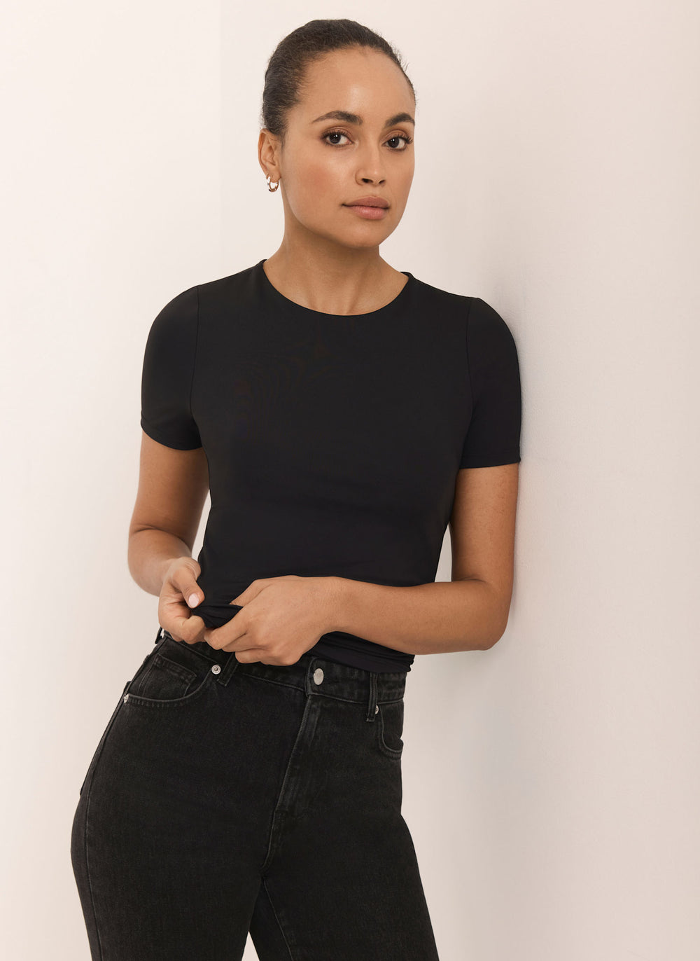 Black Layering Short Sleeve Top