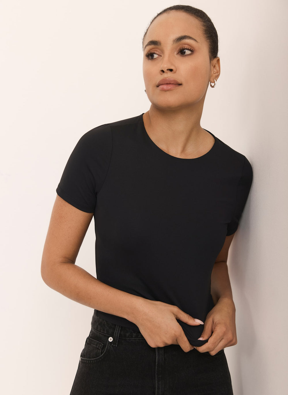Black Layering Short Sleeve Top