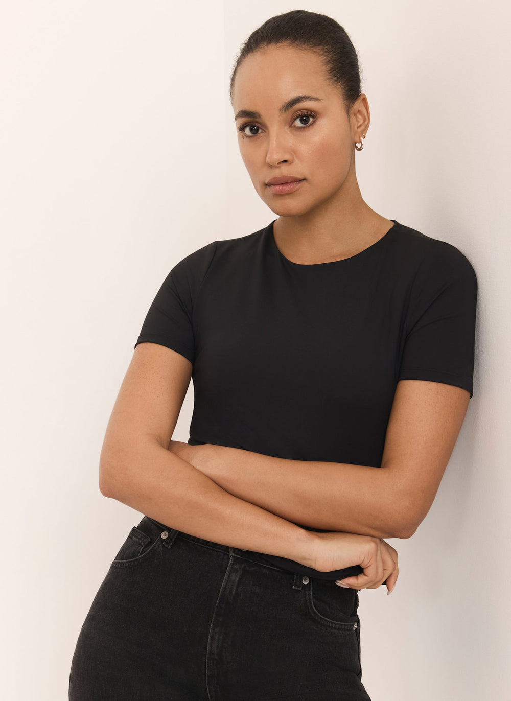 Black Layering Short Sleeve Top