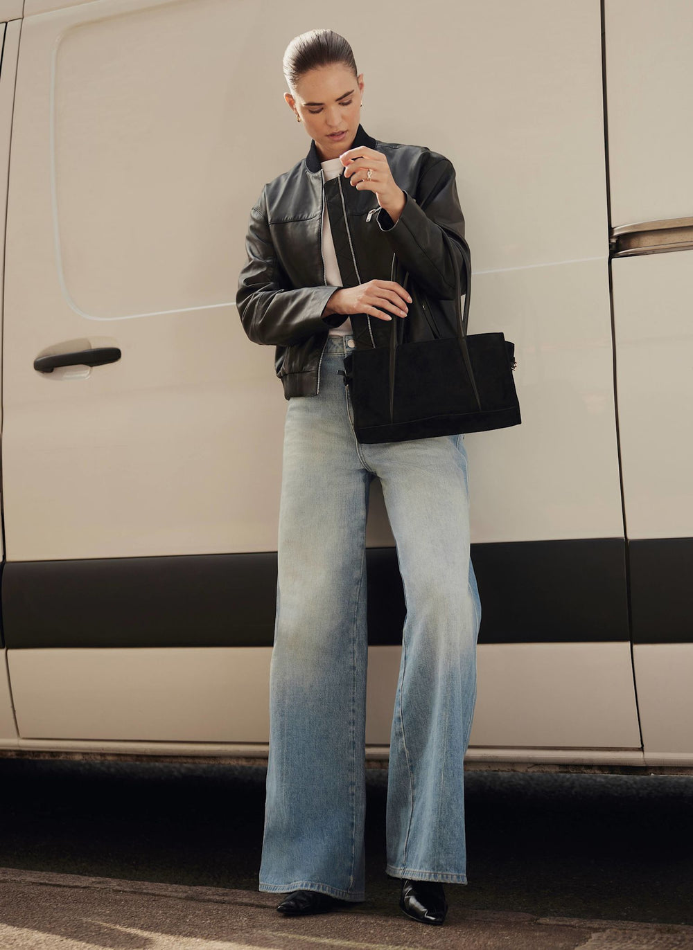 Black Leather Bomber Jacket