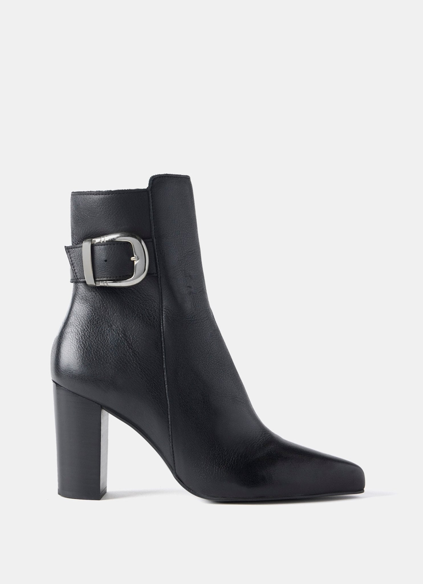 Black Leather Buckle Ankle Boots â Mint Velvet