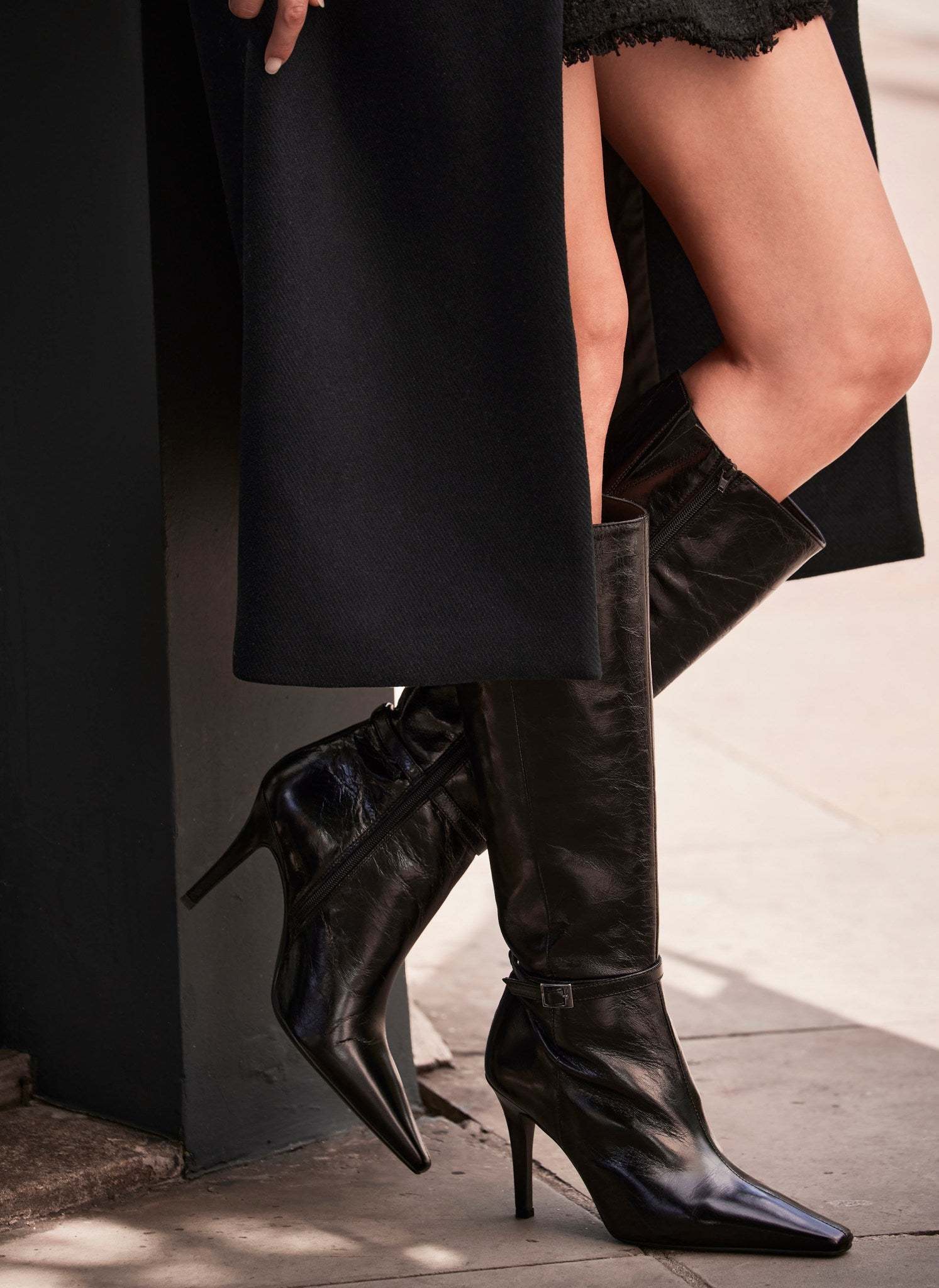 Shops black knee high boots