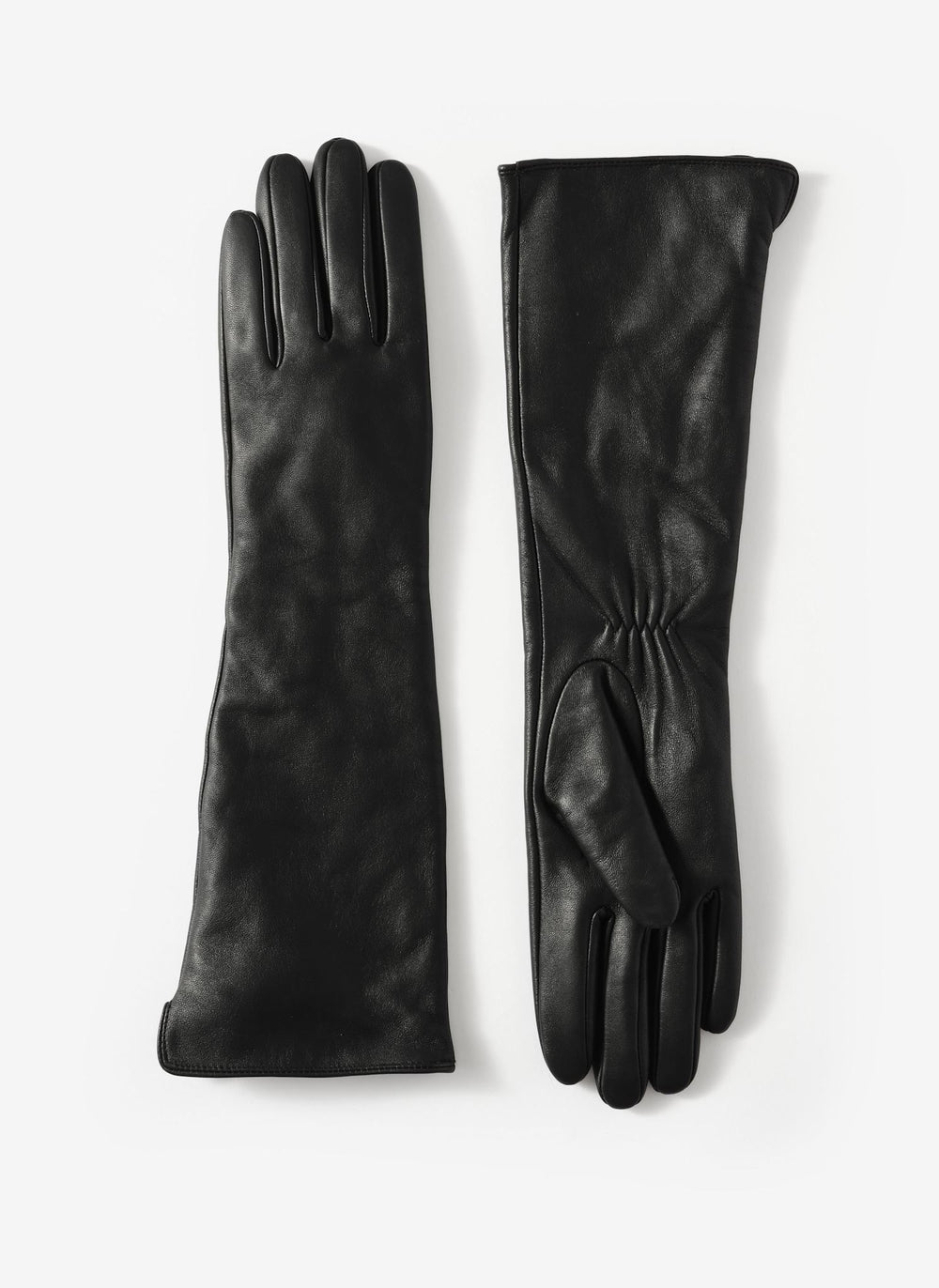 Black Leather Long Gloves