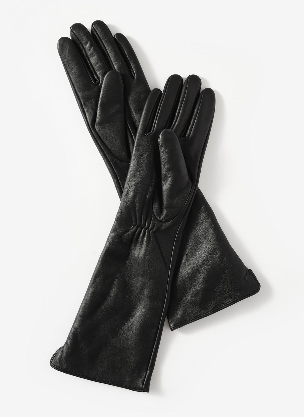 Black Leather Long Gloves