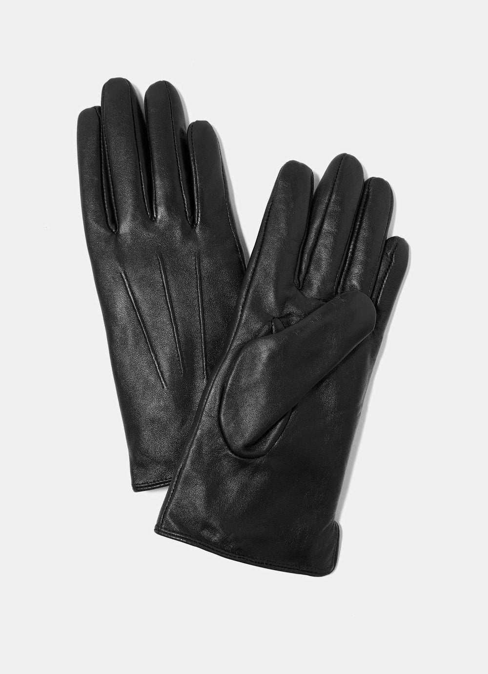 Black Leather Short Gloves