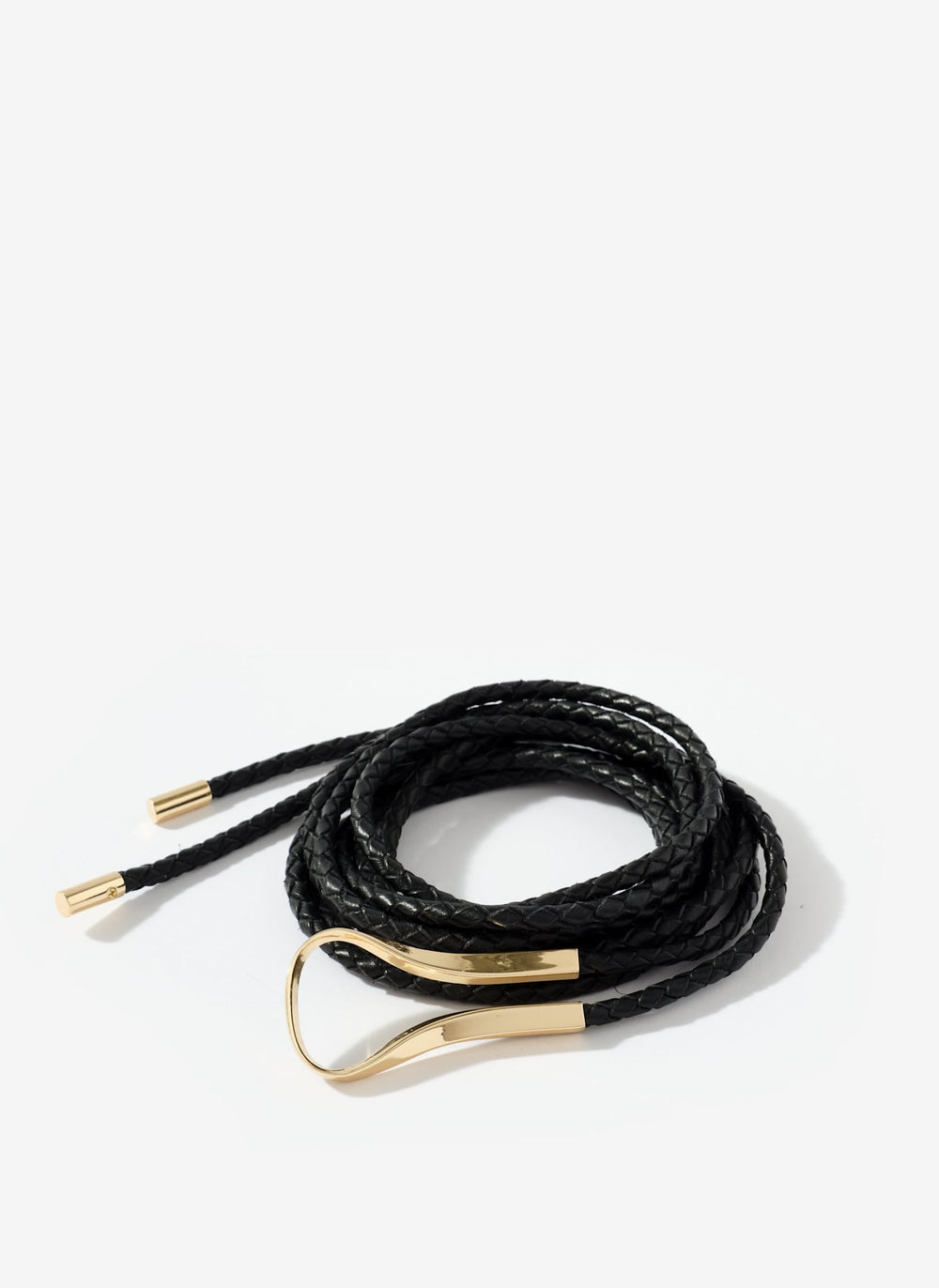 Black Leather Tie Waist Belt