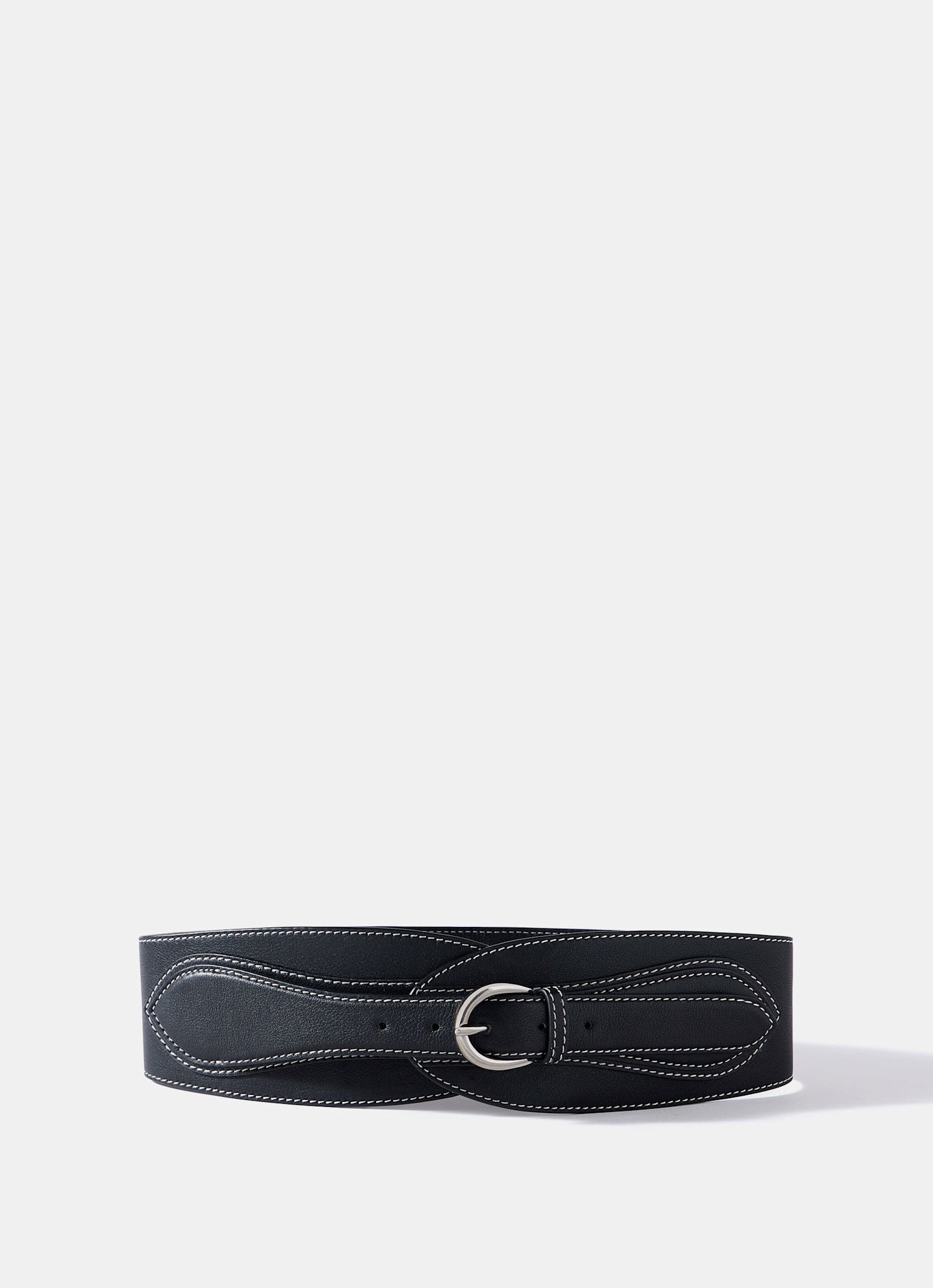 Black Leather Wide Waist Belt – Mint Velvet
