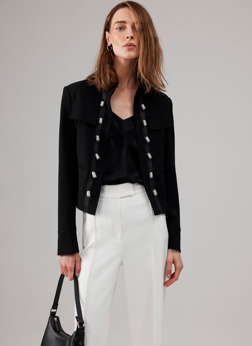 Black Metallic Trim Jacket Mint Velvet