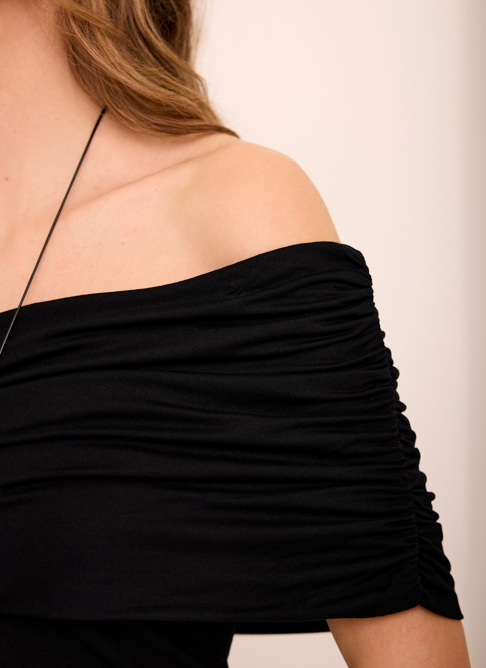 Black One Shoulder Draped Top