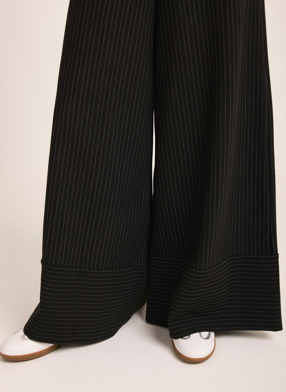 Black Pinstripe Wide Trousers