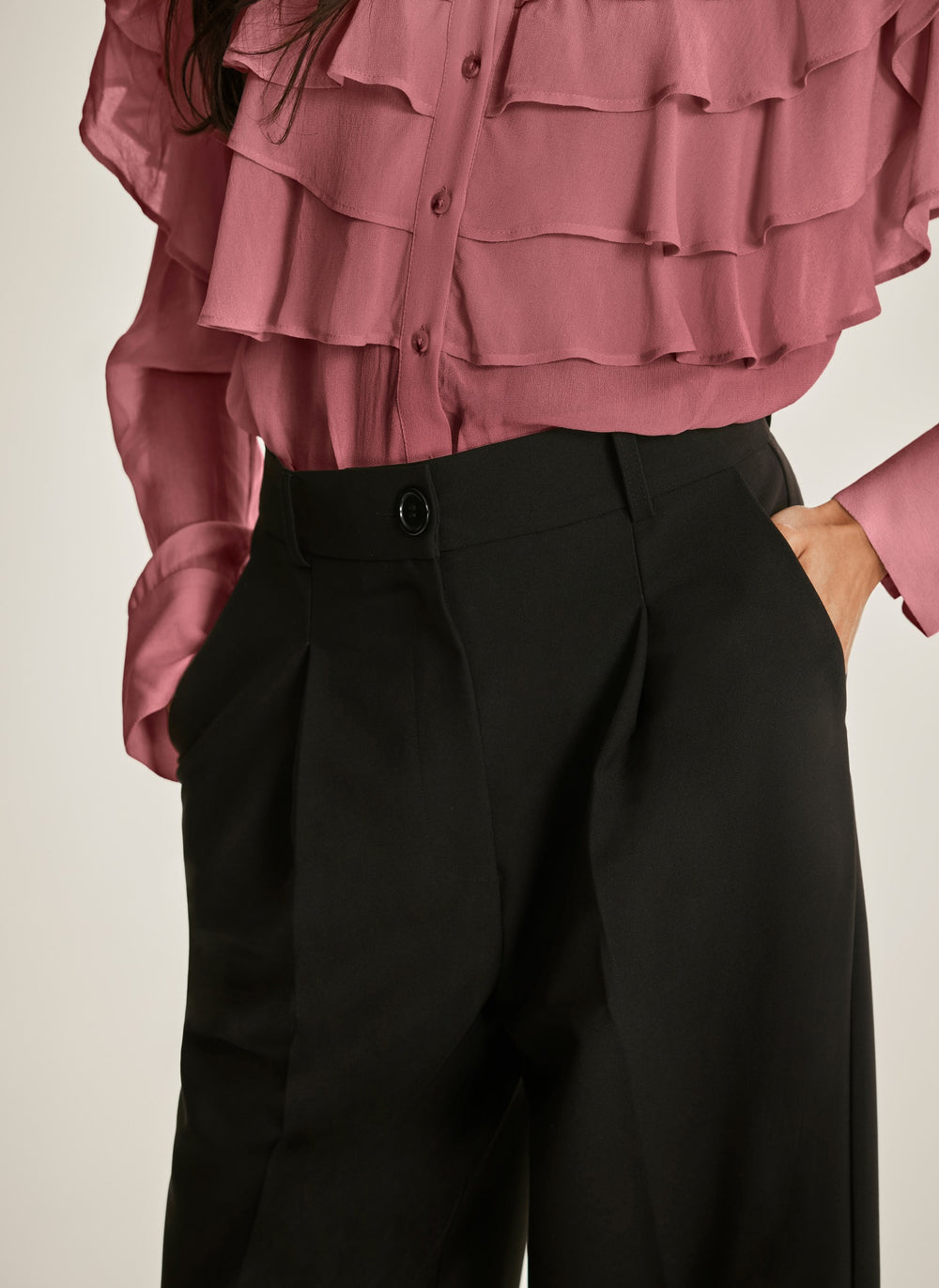 Black Tailored Tapered Trousers