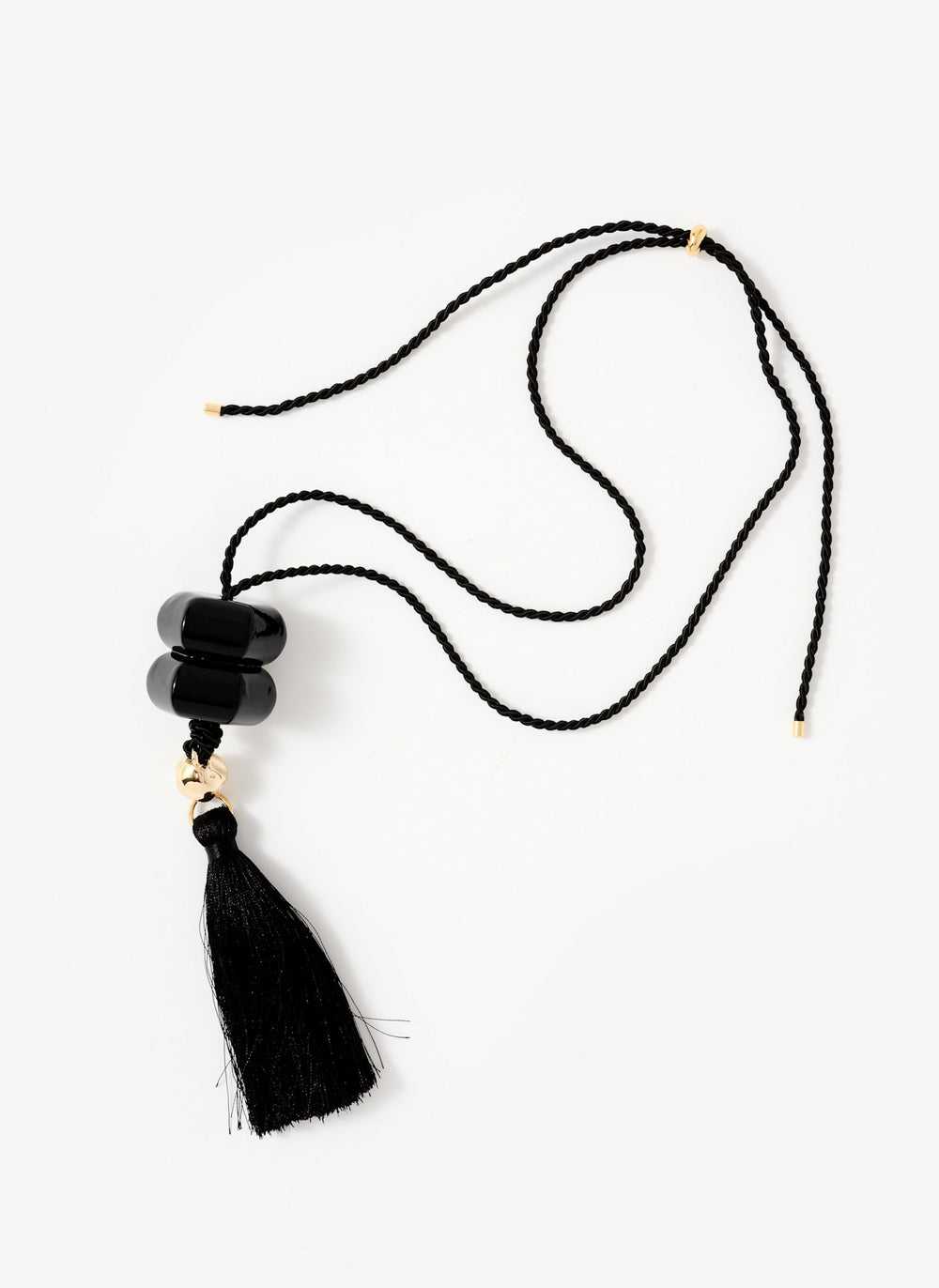 Black Resin Tassel Pendant Necklace