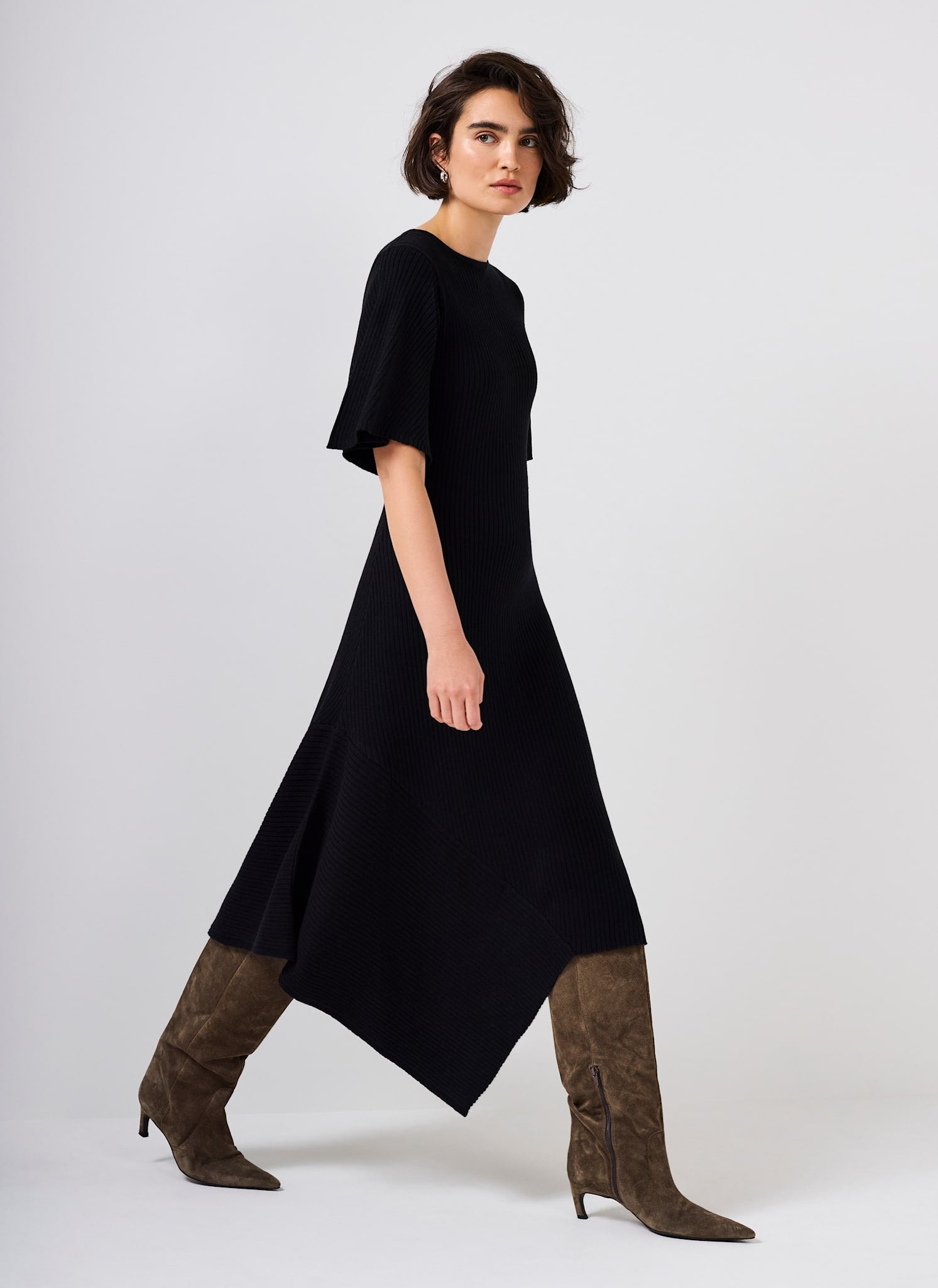 Black Rib Knit Asymmetric Dress Mint Velvet Black Rib Knit Asymmetric Dress Mint Velvet