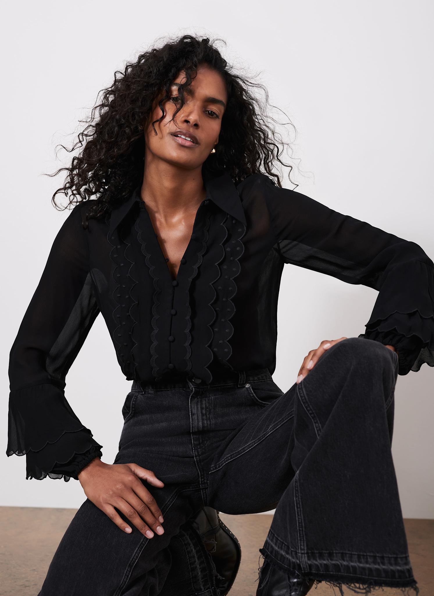 mint velvet black blouse