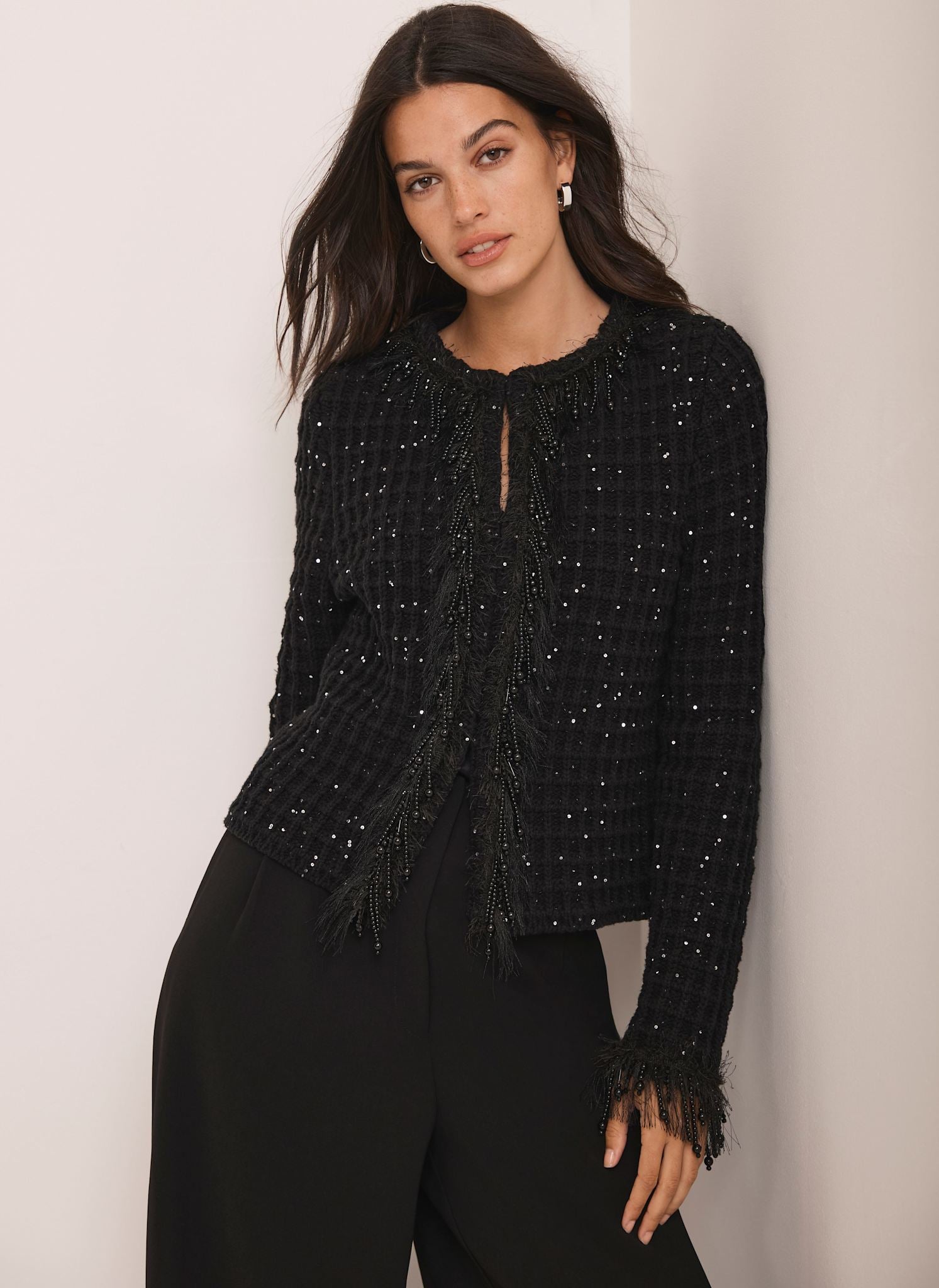 Black Sequin Embellished Jacket