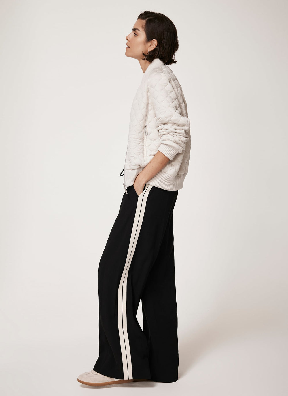 Black Side Stripe Wide Trousers