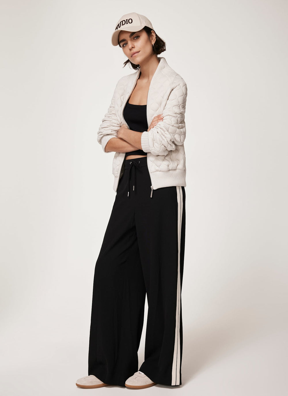 Black Side Stripe Wide Trousers