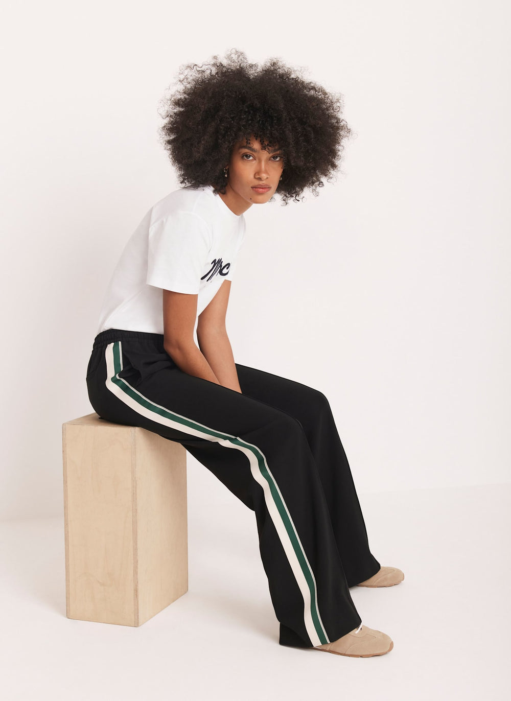 Black Wide Side Stripe Trousers