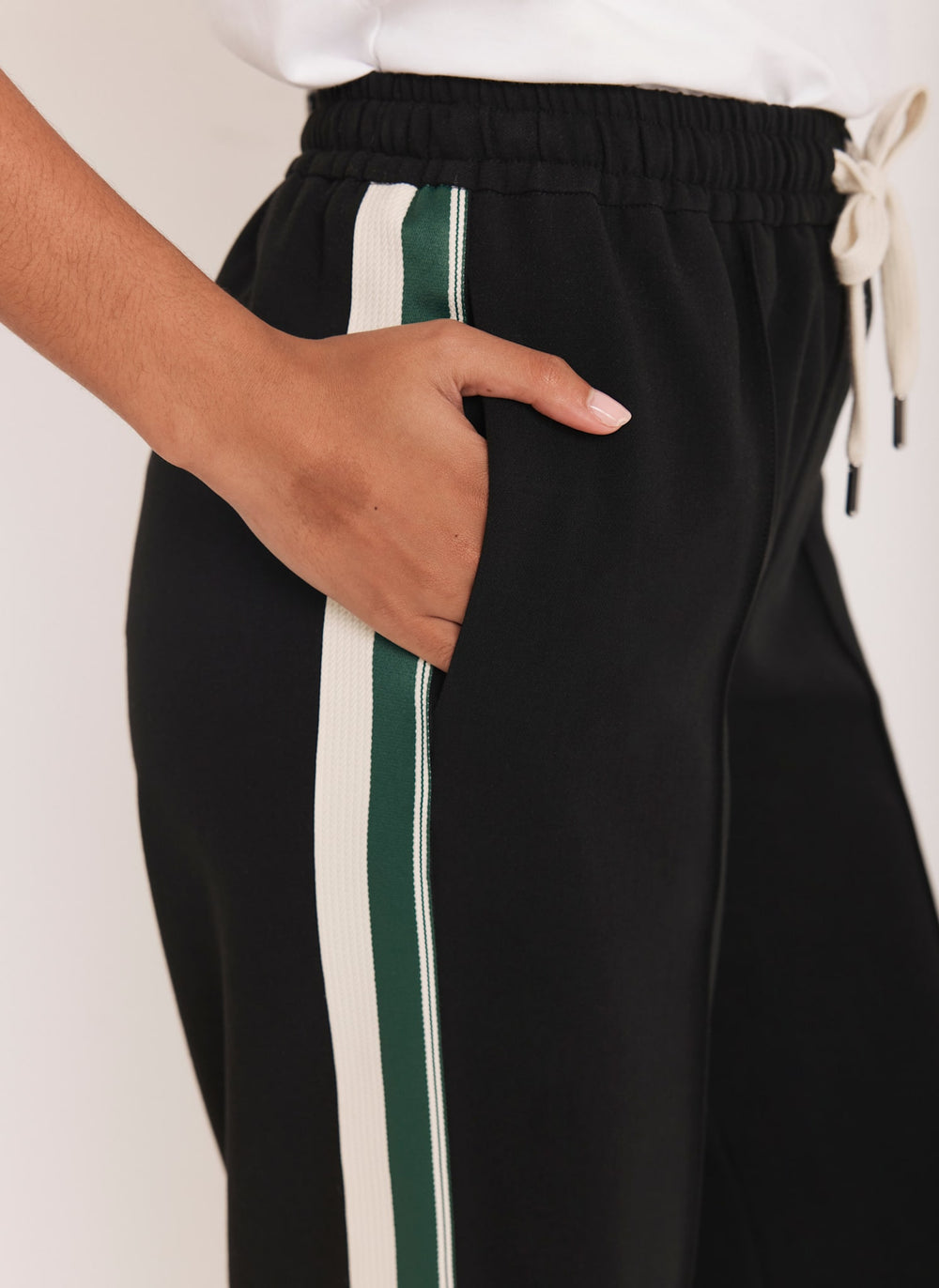 Black Wide Side Stripe Trousers