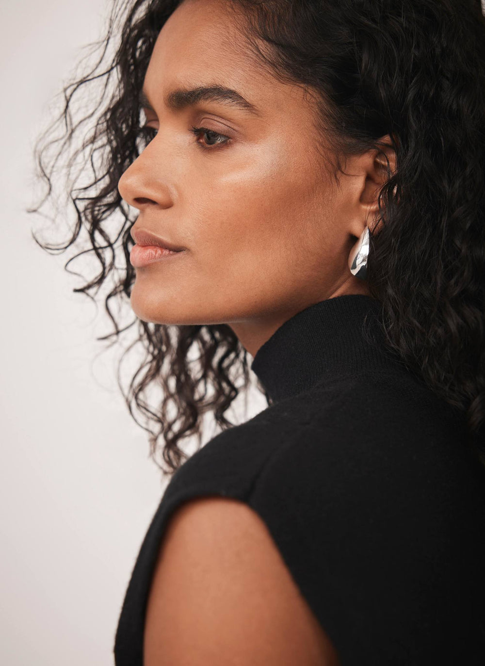 Black Cotton Blend Knit Top