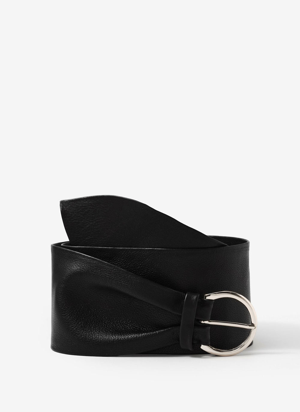 Black Leather Soft Wide Waist Belt