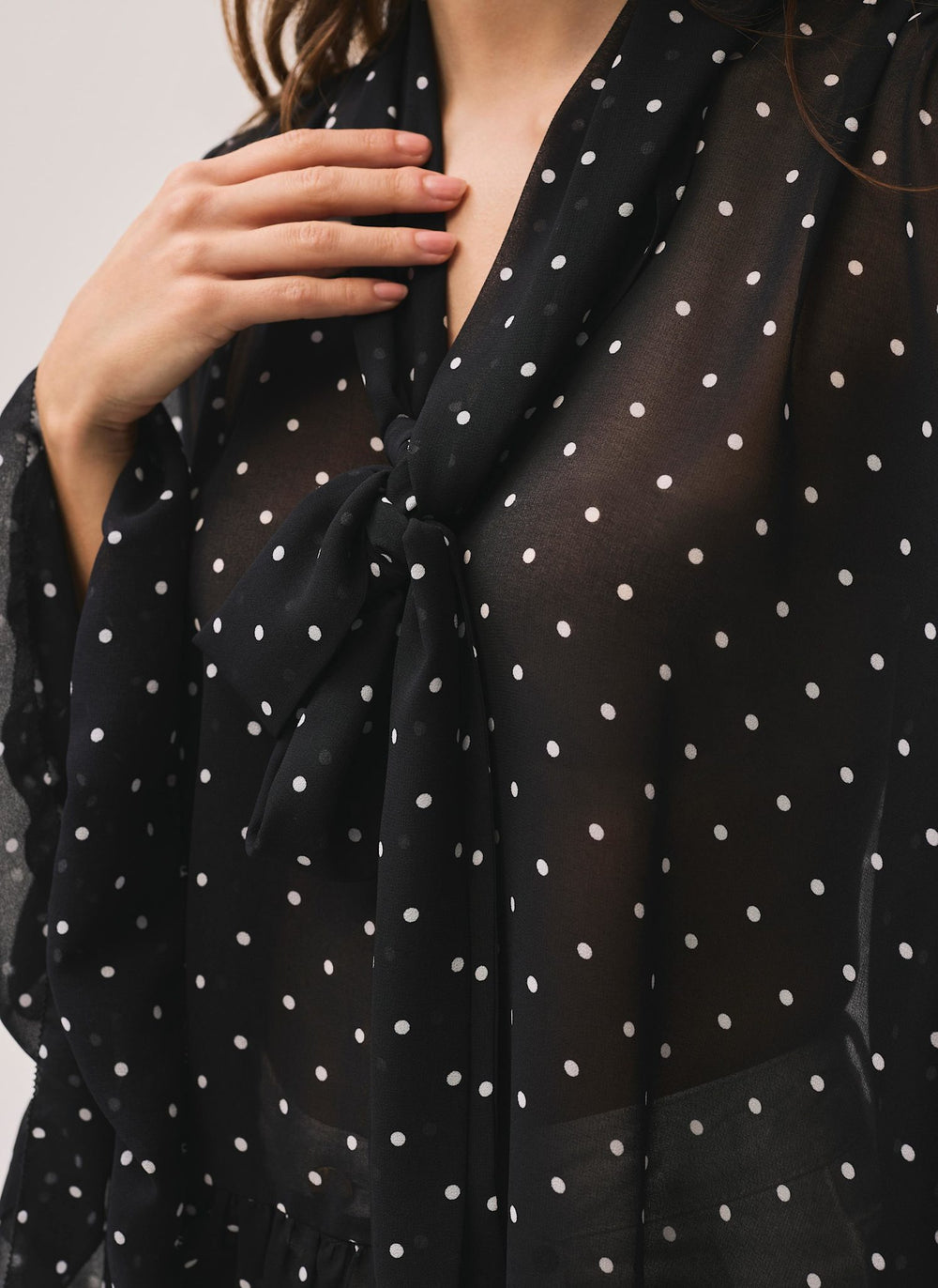 Black Polka Dot Print Blouse