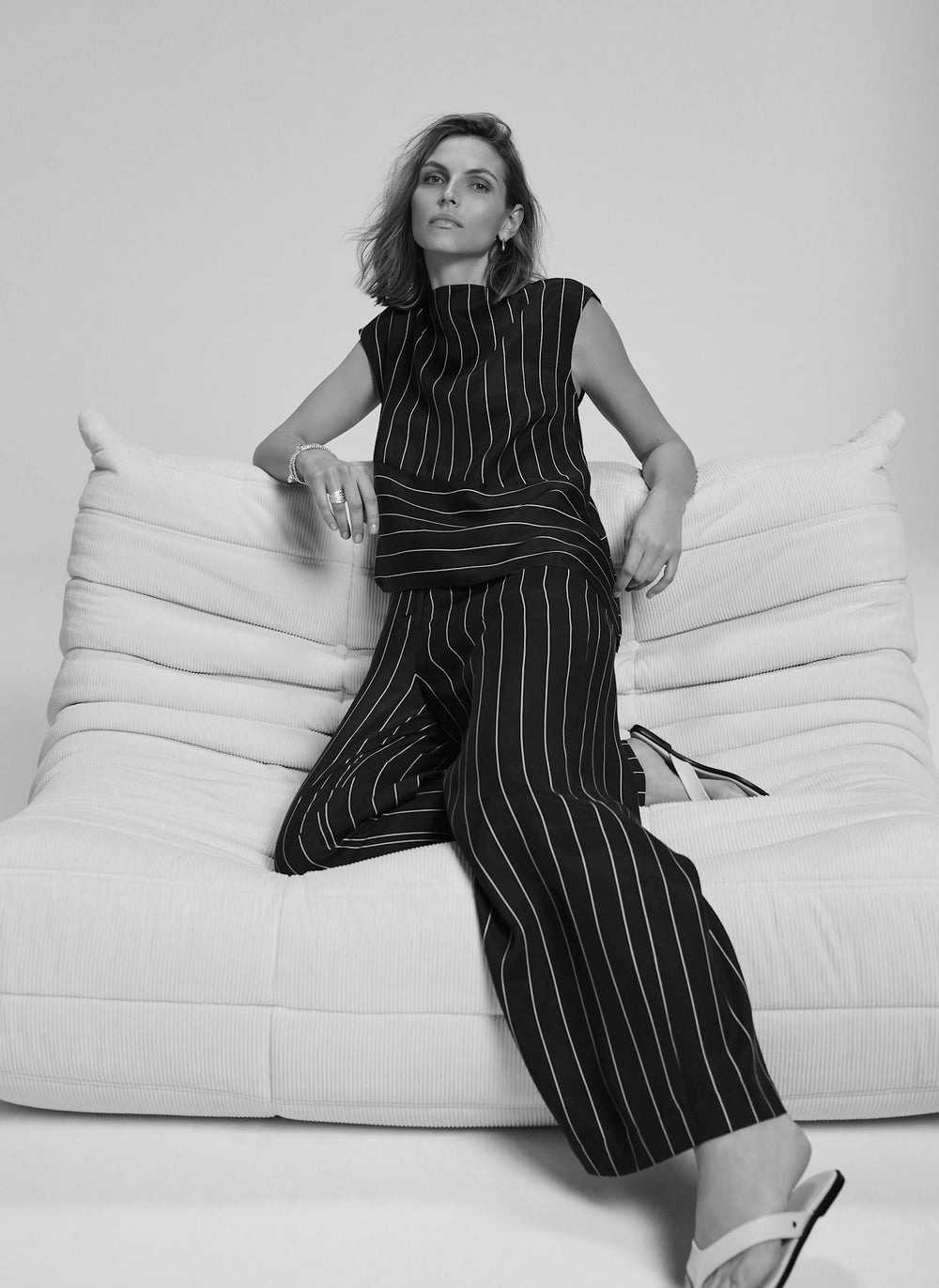 Black Striped Wide Trousers