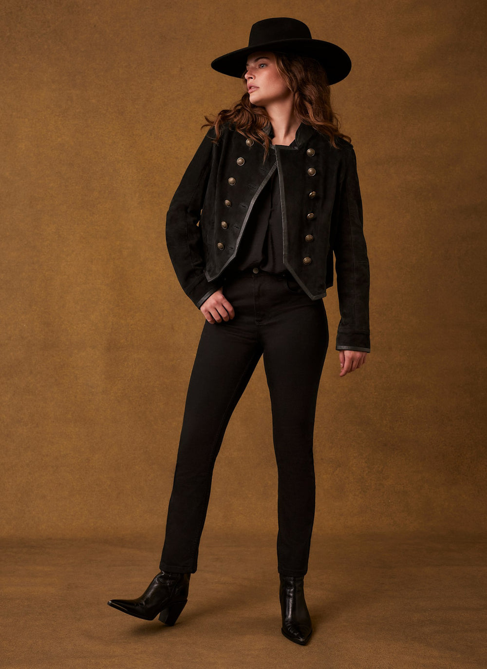 Black Suede Military Jacket