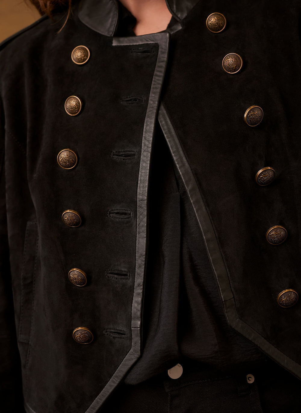 Black Suede Military Jacket