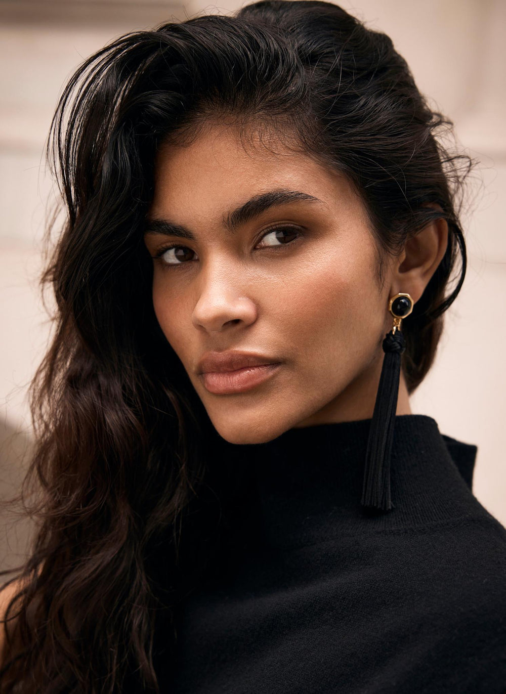 Black Statement Tassel Earrings