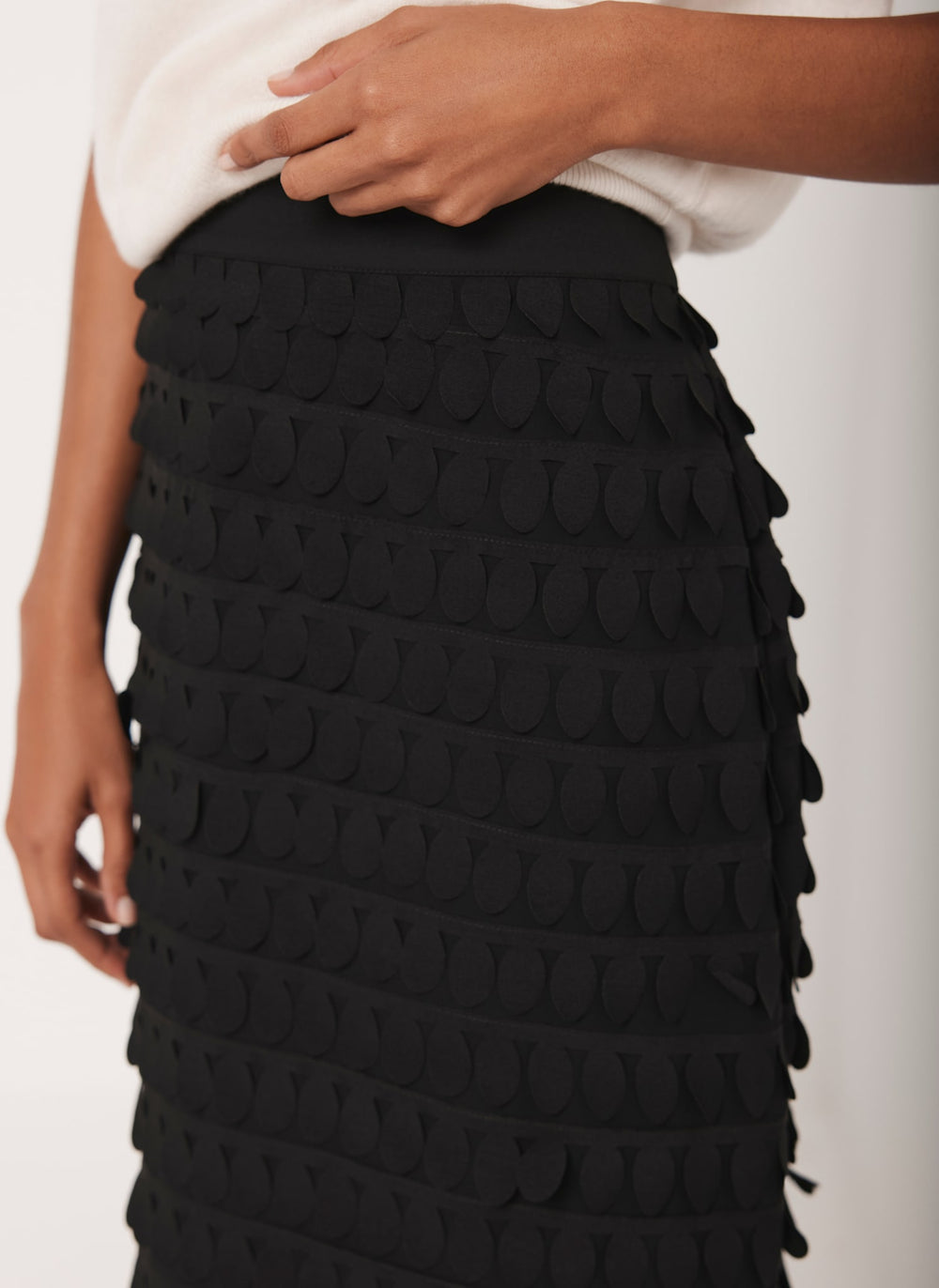 Black Textured Pencil Skirt