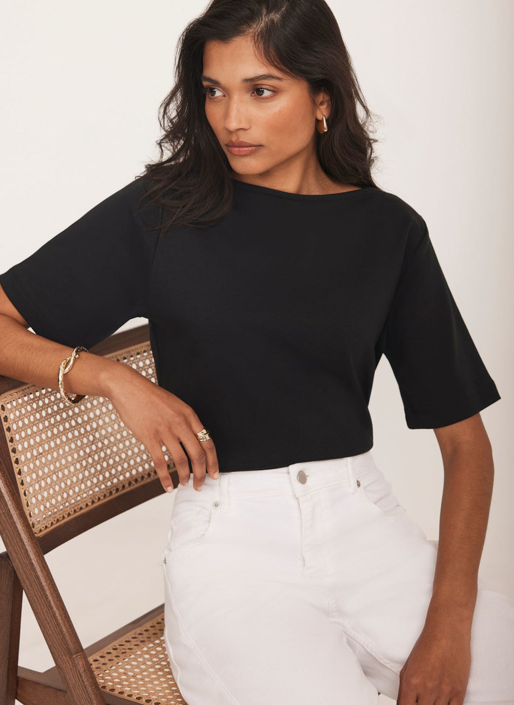 Black Slash Neck T-Shirt