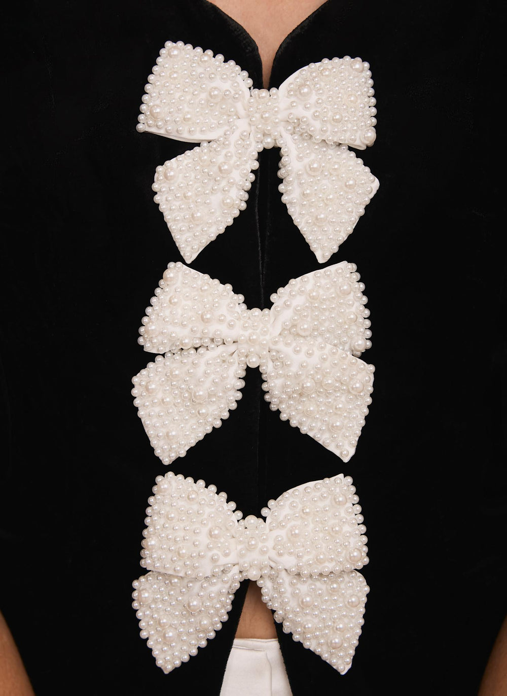 Black Velvet Bow Detail Scallop Trim Top