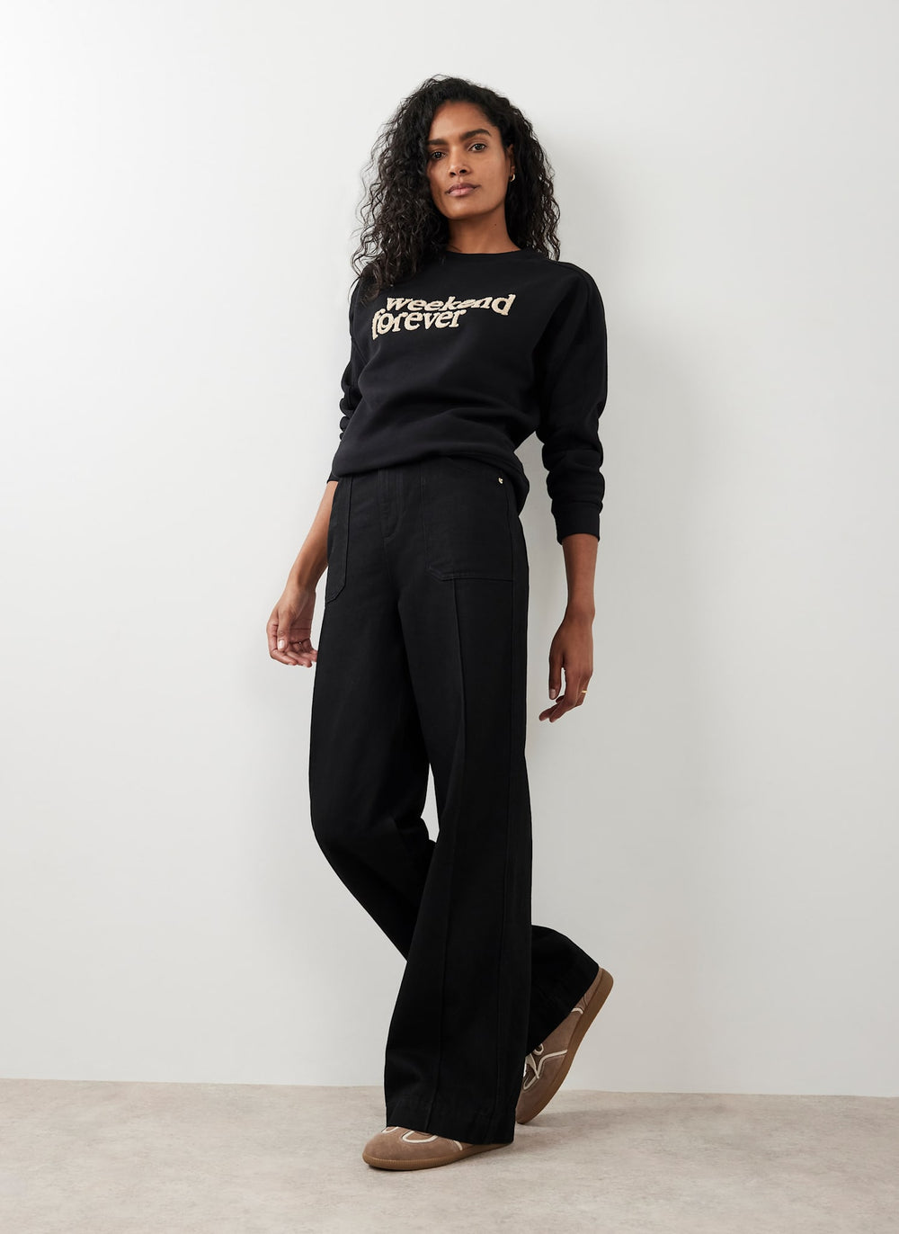 Black High Rise Wide Jeans