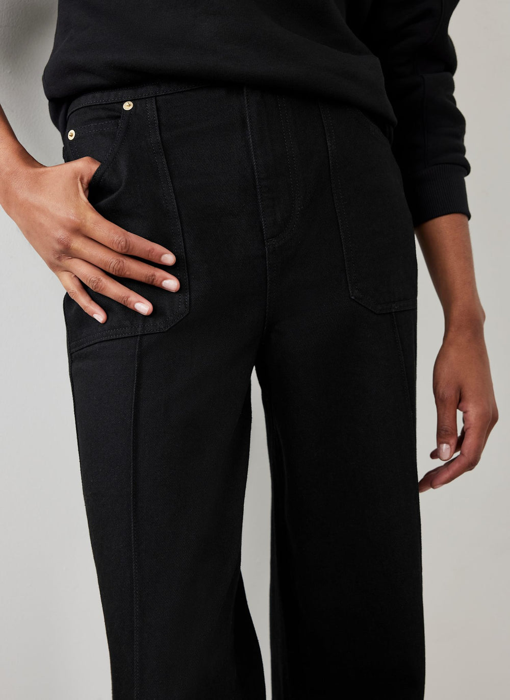 Black High Rise Wide Jeans