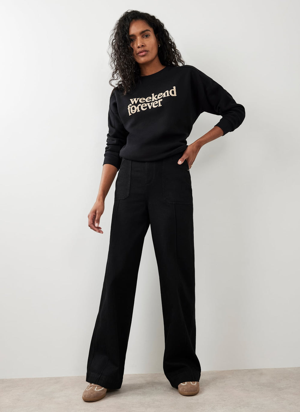 Black High Rise Wide Jeans