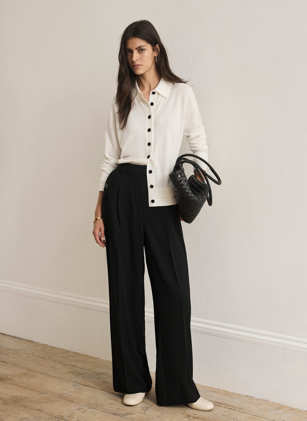 Black Tailored Wide Trousers