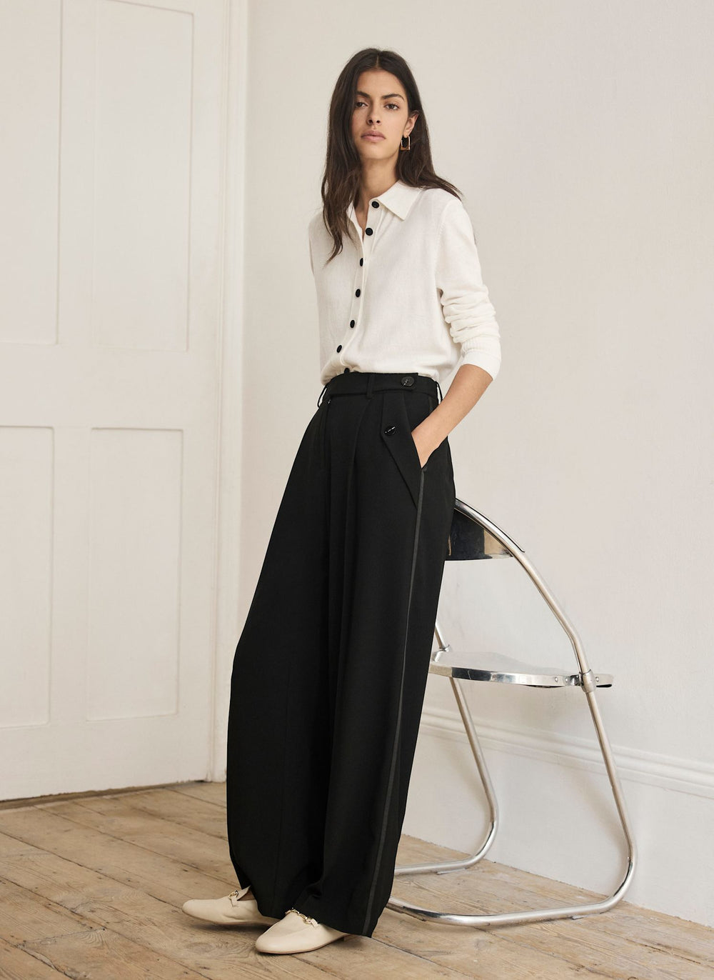 Black Tailored Wide Trousers